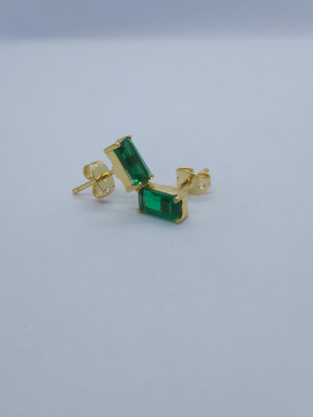 Birthstone Baguette Prong Set Earring Stud