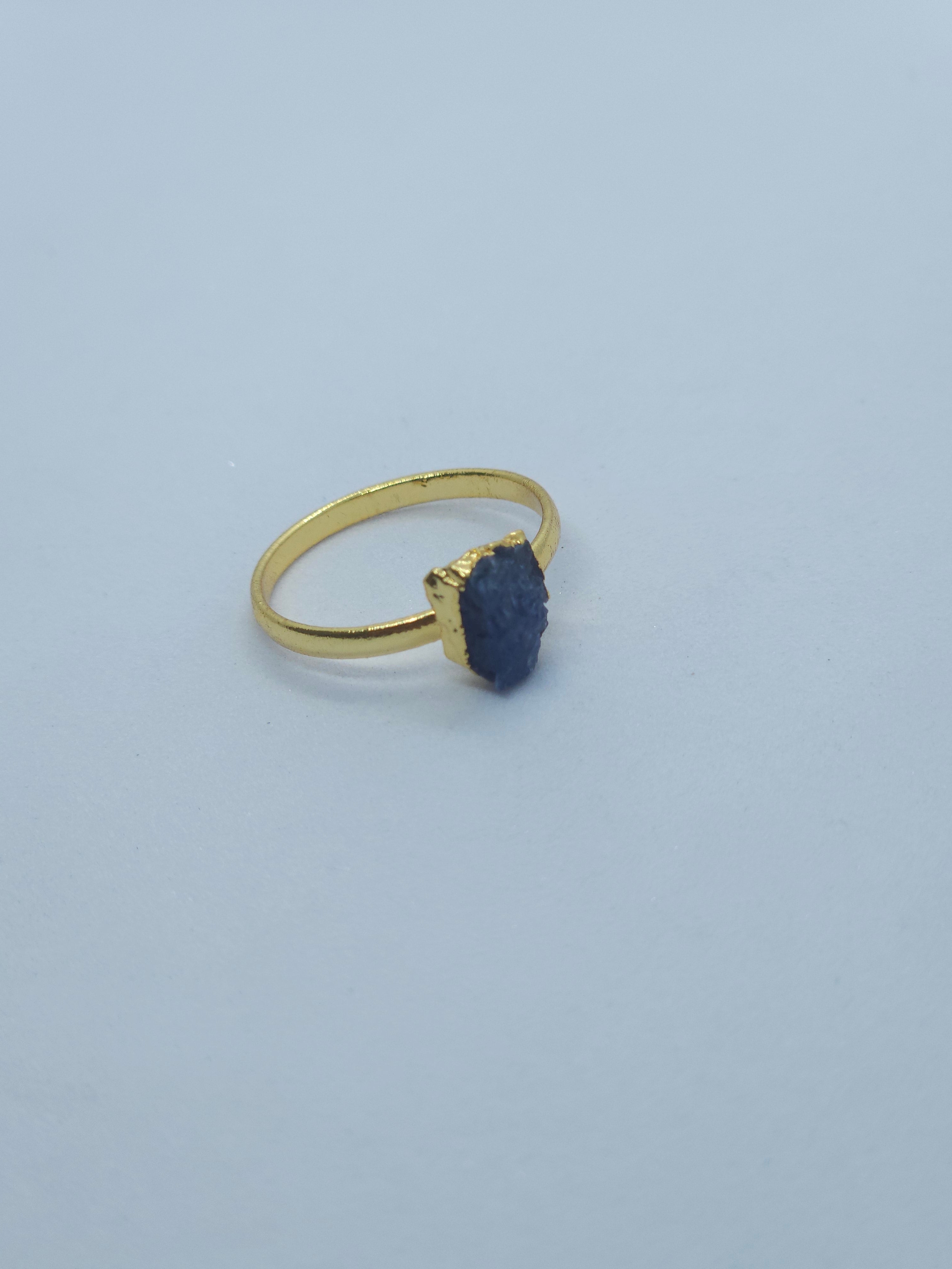 Raw Gold Electroplated Birthstone Ring