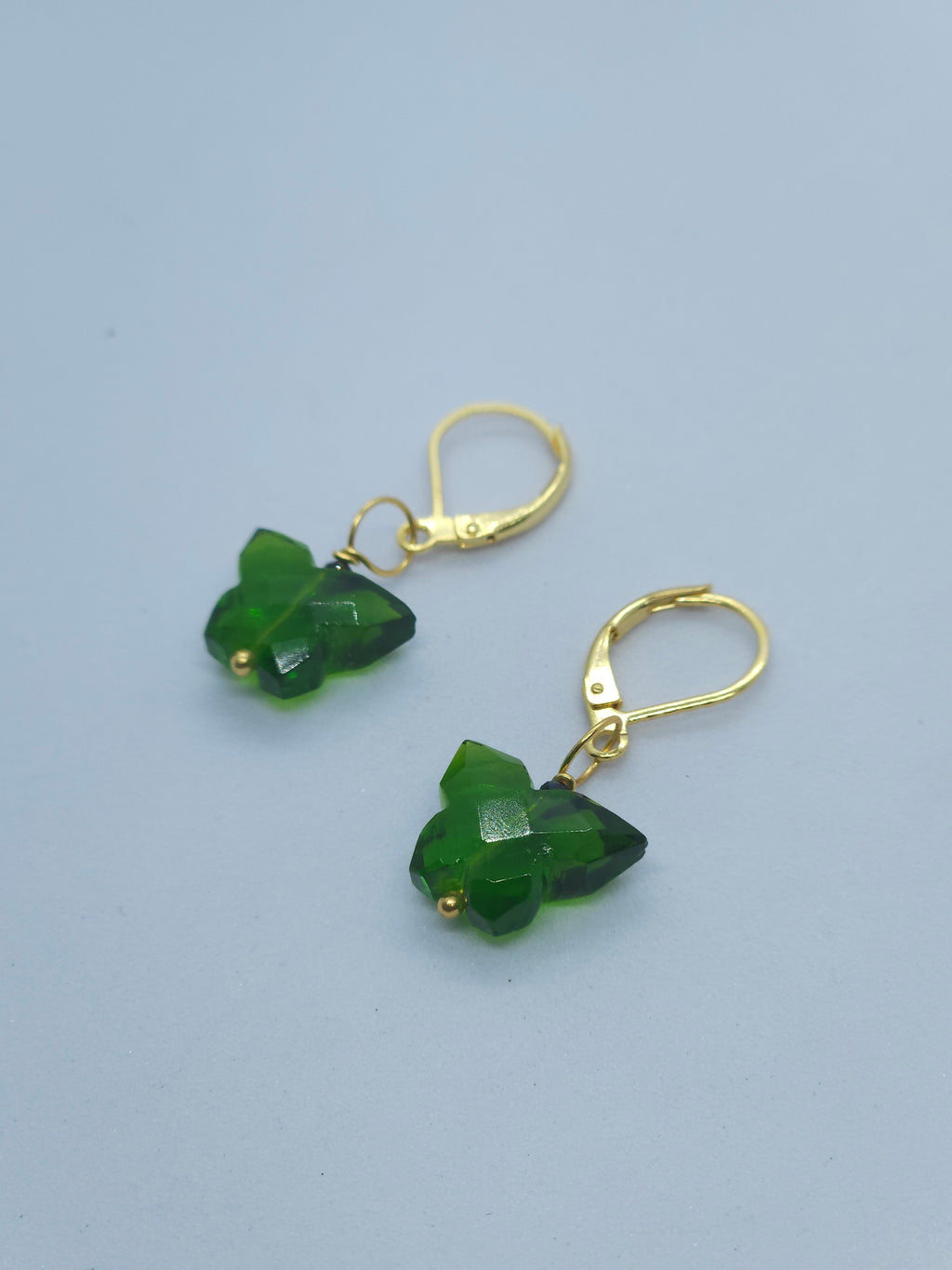 Green Quartz Butterfily Earrings with Normal Ear wire