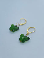 Green Quartz Butterfily Earrings with Normal Ear wire