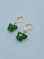 Green Quartz Butterfily Earrings with Normal Ear wire