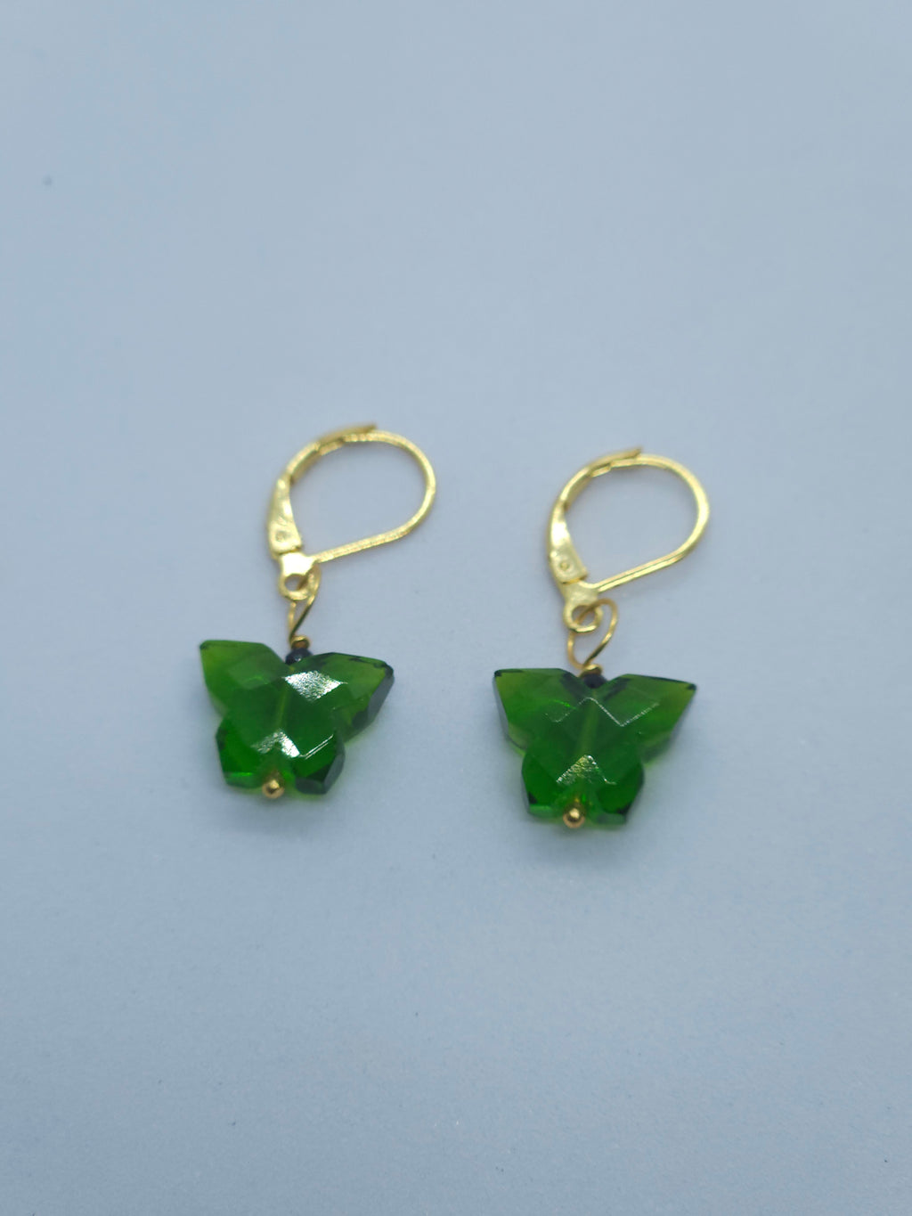Green Quartz Butterfily Earrings with Normal Ear wire