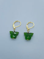 Green Quartz Butterfily Earrings with Normal Ear wire