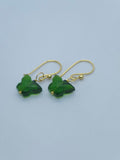 Green Quartz Butterfly Earrings with Normal Ear wire