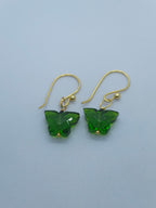 Green Quartz Butterfly Earrings with Normal Ear wire