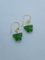 Green Quartz Butterfly Earrings with Normal Ear wire