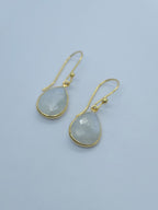 Rainbow Moonstone Gold Vermeil Bezel Set Earrings.