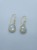 Rainbow Moonstone Gold Vermeil Bezel Set Earrings.