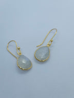 Rainbow Moonstone Gold Vermeil Bezel Set Earrings.