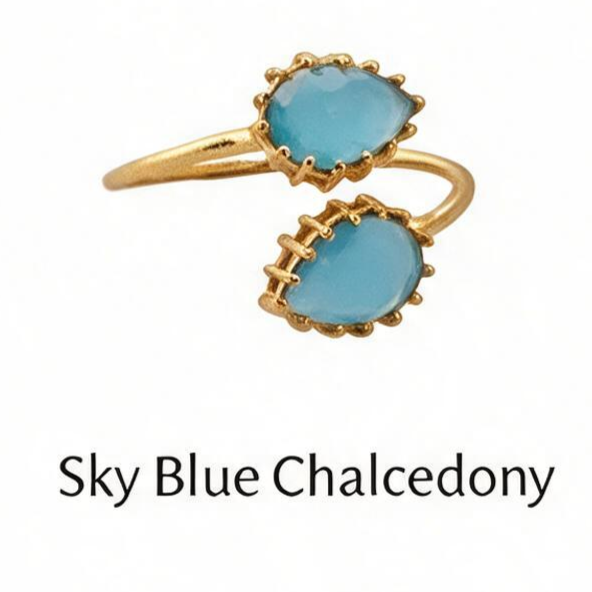 Double Gemstone Pear Shape Adjustable Ring
