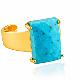 Rectangle Gemstone Wide Band Rings