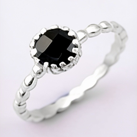 Round Gemstone Sterling Silver Ring