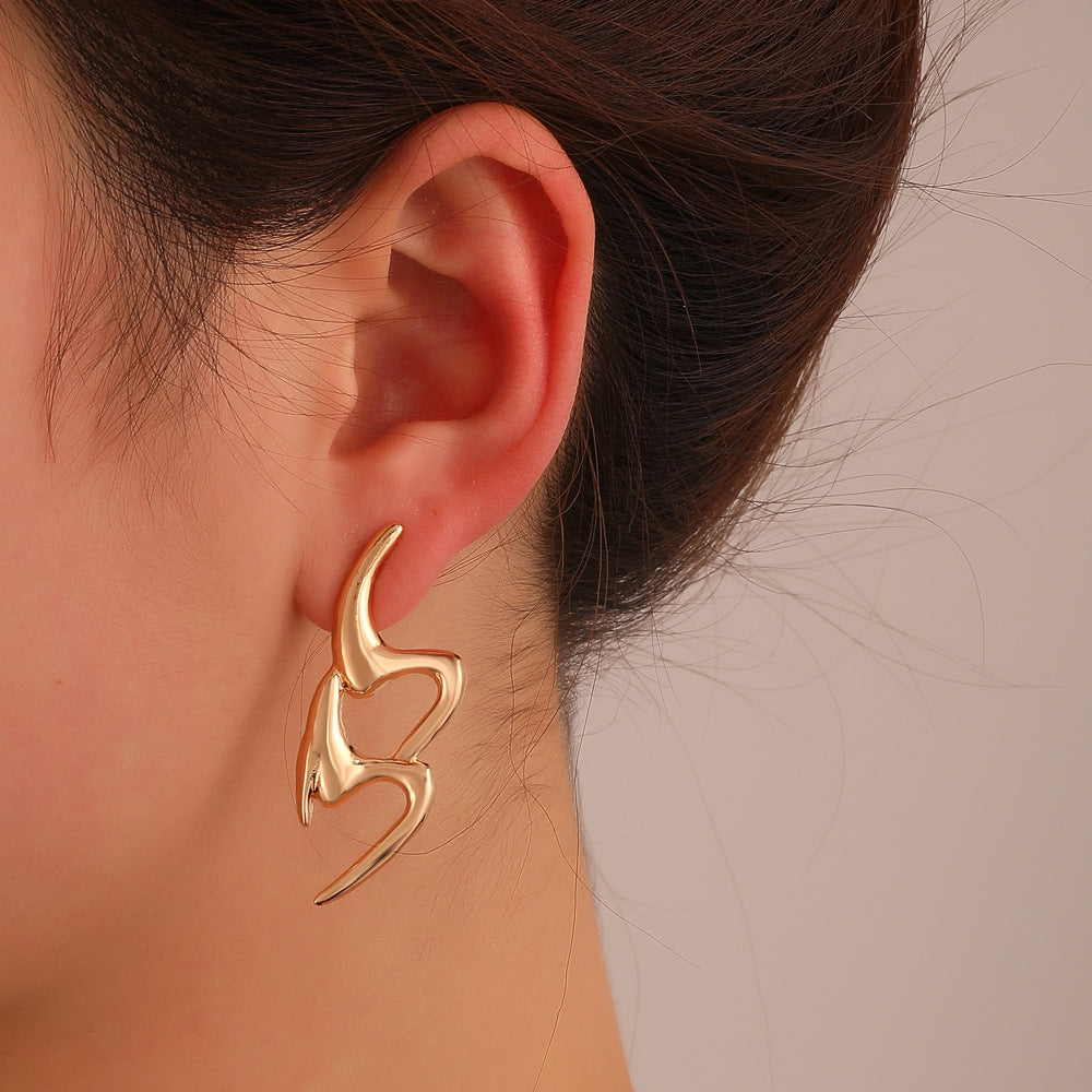 Stainless Steel Earrings for women Zig Zag Style18 K gold platedAnti tarnish and Anti Allergic