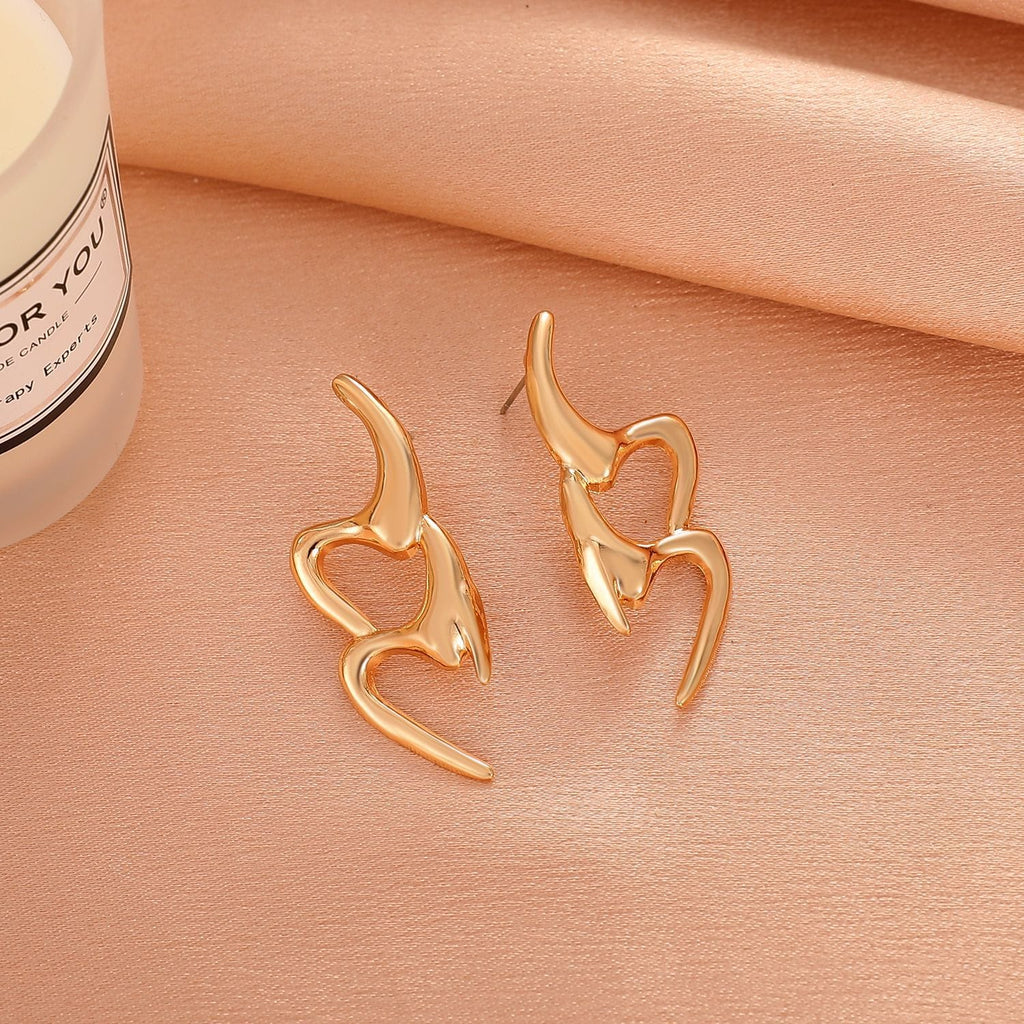 Stainless Steel Earrings for women Zig Zag Style18 K gold platedAnti tarnish and Anti Allergic