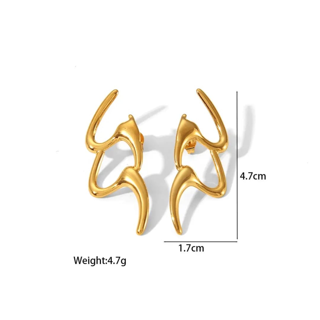 Stainless Steel Earrings for women Zig Zag Style18 K gold platedAnti tarnish and Anti Allergic