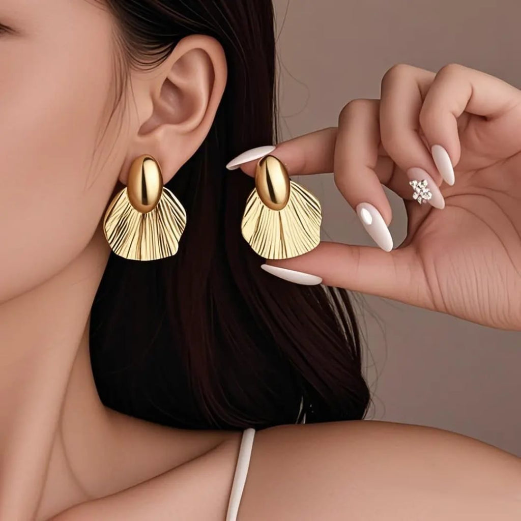 Stainless steel earrings for women Anti tarnish and Anti Allergic 18 k gold plated