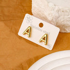 Stainless Steel Alphabet A ear studs 18 k gold plated