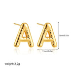 Stainless Steel Alphabet A ear studs 18 k gold plated