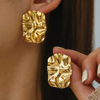 Irregular shape Anti tarnish, Stainless steel Earrings Colour:- GoldAnti Allergic 18 k Gold plating