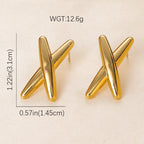 Stainless steel X shape Earrings Anti tarnish and Anti Allergic 18 k gold plated Superior Quality products