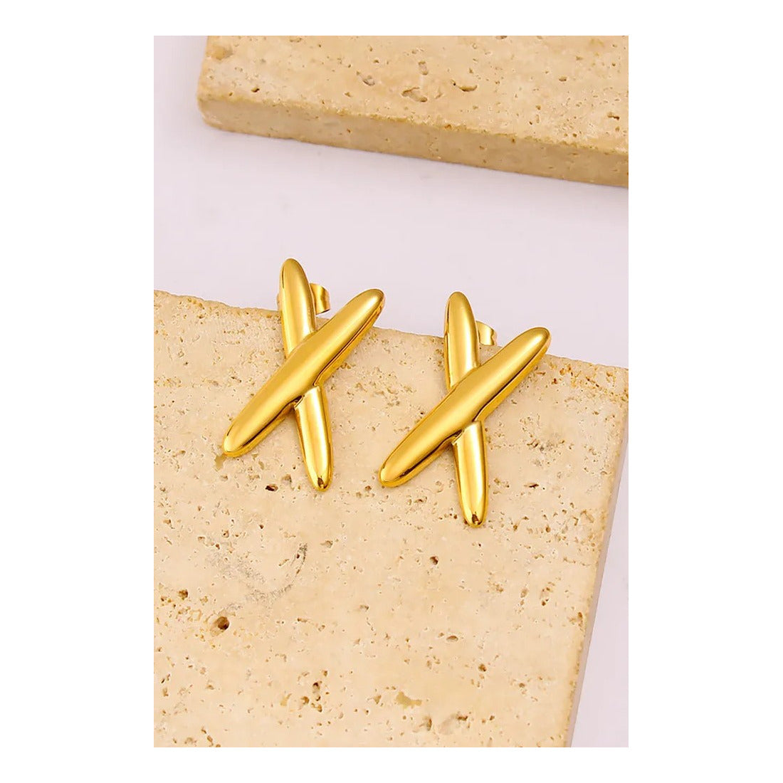 Stainless steel X shape Earrings Anti tarnish and Anti Allergic 18 k gold plated Superior Quality products