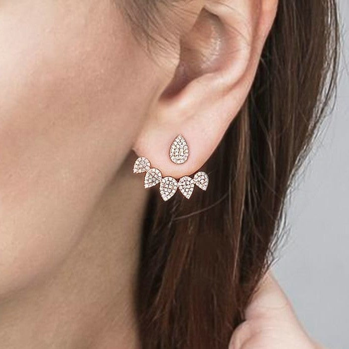 Zircon and Stone drop Earrings Material :- Rhinestones and AlloyColor :- Gold