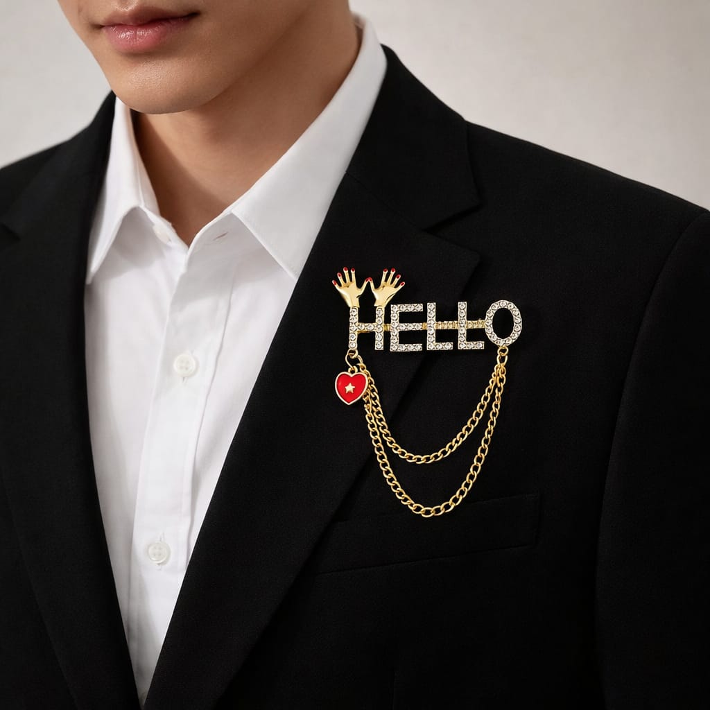 Hot selling hello style brooch Unisex style Material:- Alloy copper Anti tarnish and Anti Allergic