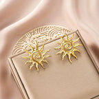 Stainless steel Earrings, sun shape Anti tarnish and Anti allergic 18 k gold plated Superior Quality