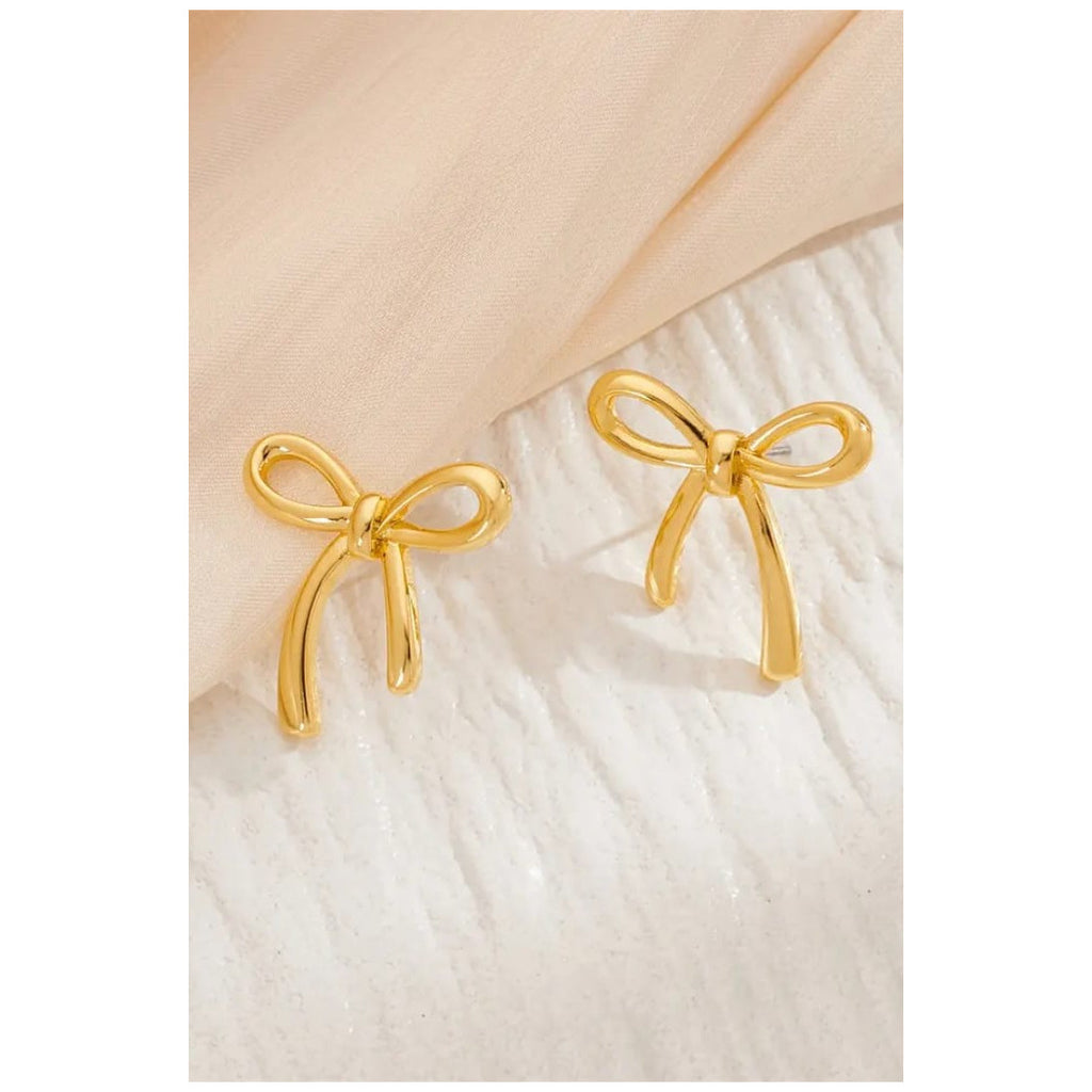 Stainless steel bow shape Earrings Anti tarnish and Anti Allergic 18 k gold plated Superior quality products