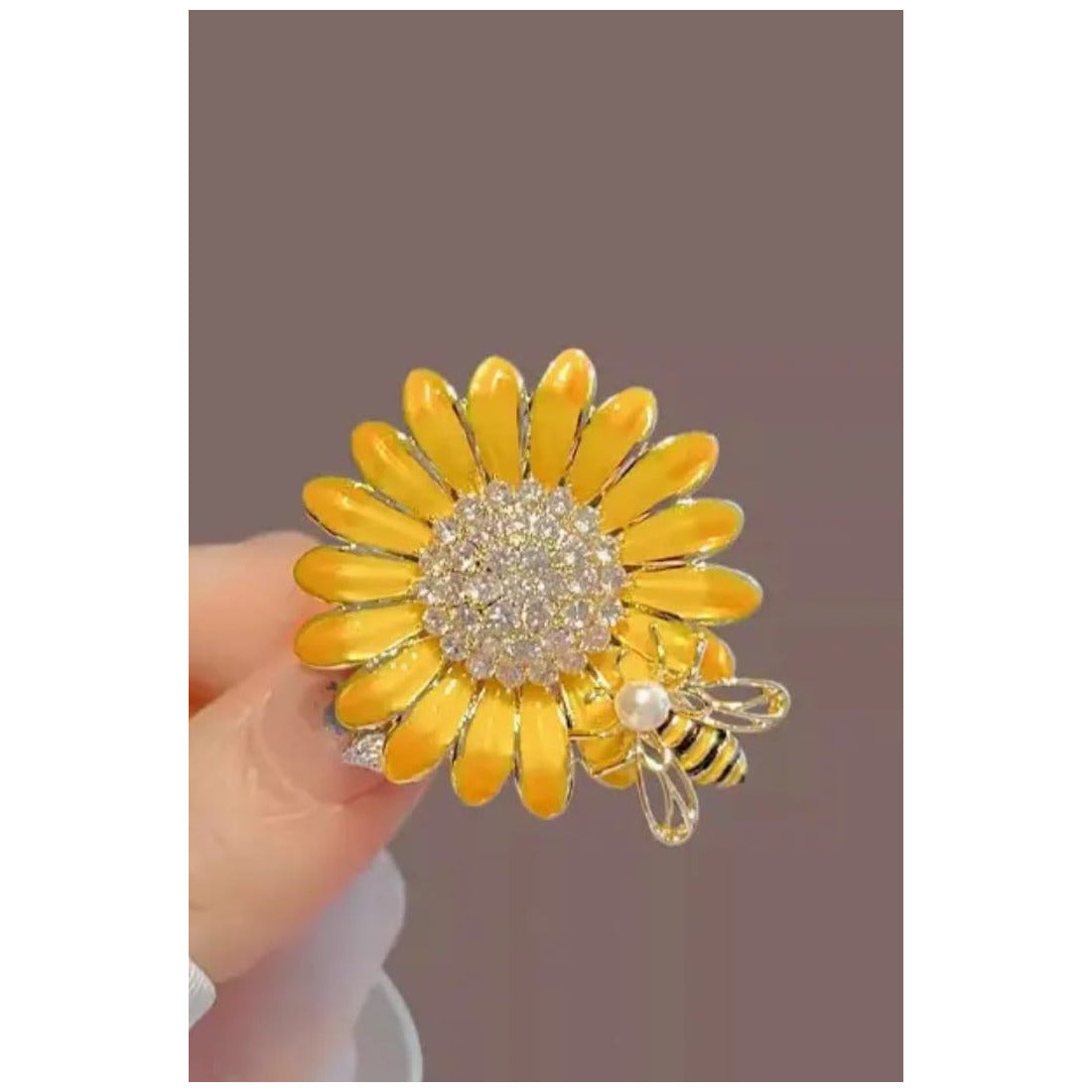 Honey bee and Sunflower combination brooch