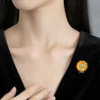 Honey bee and Sunflower combination brooch