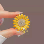 Honey bee and Sunflower combination brooch