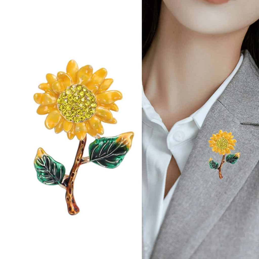 Sunflower shaped Brooch Unisex style Material:- Alloy copper Anti tarnish and Anti Allergic