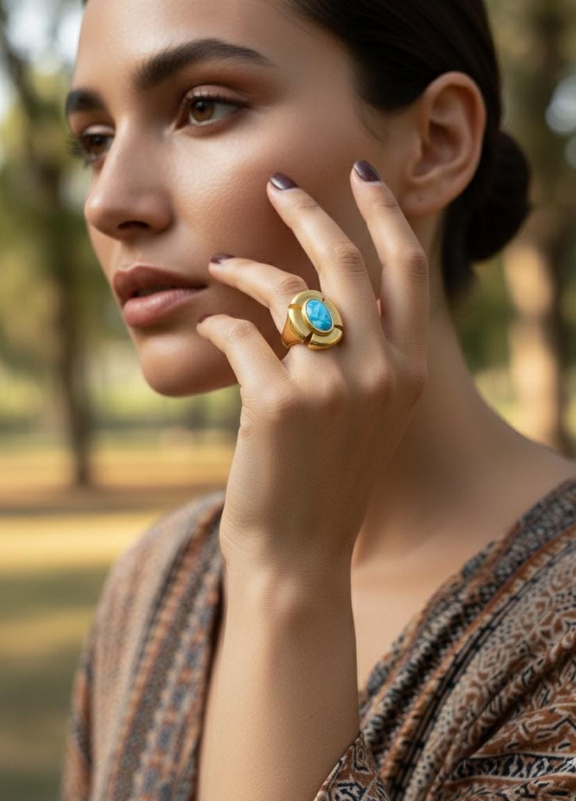 Statement finger rings for women Material:- Stainless steel Colour:- GoldAnti tarnish and Anti Allergic Superior Quality products