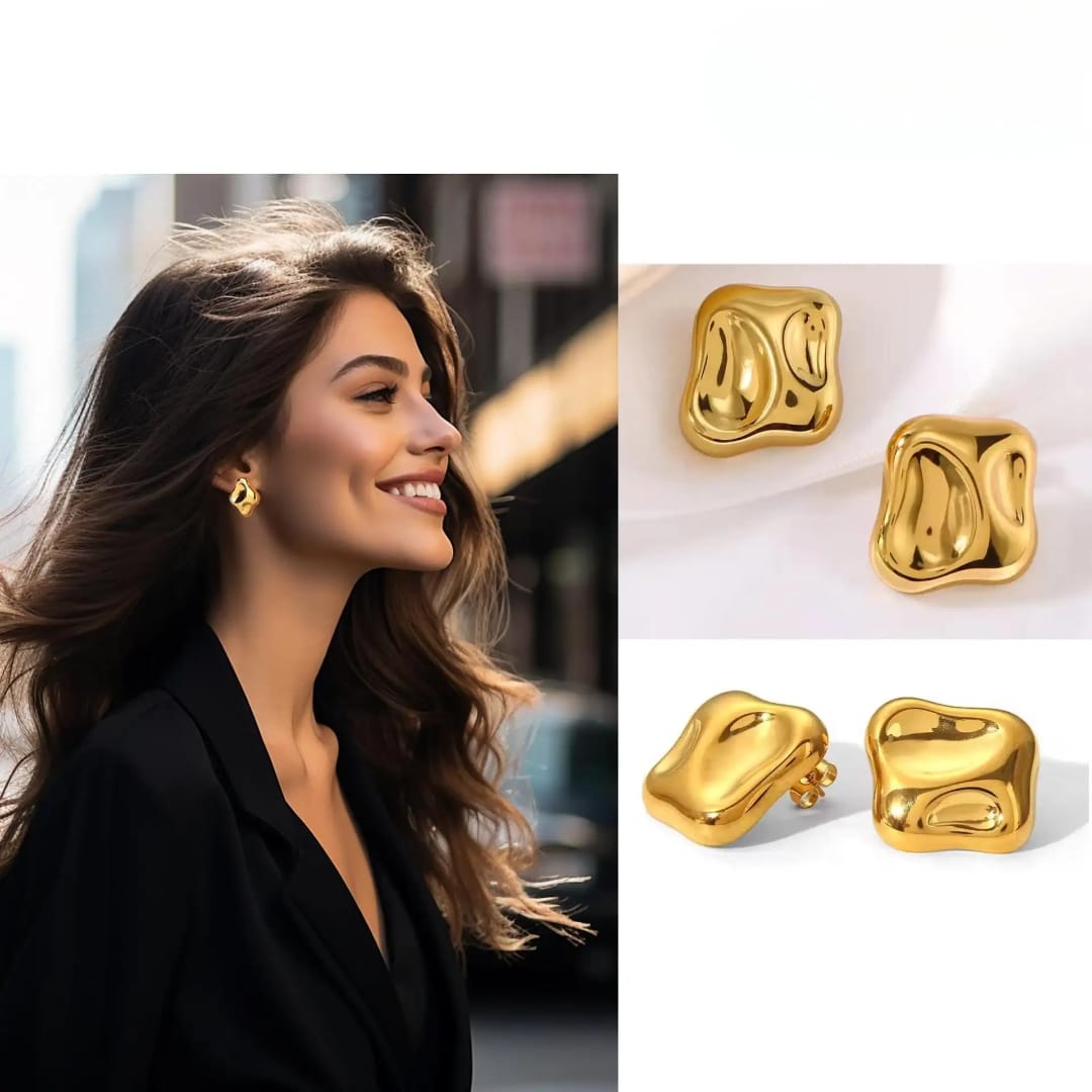 Stainless steel Earrings for women 18 k gold plated Anti tarnish and anti Allergic