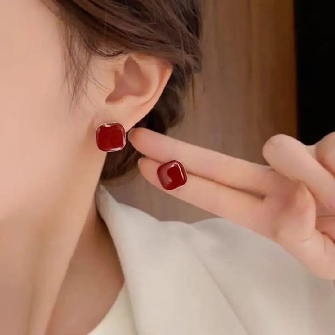 Women's hot selling ear studs Colour:- Red wine Anti tarnish and Anti Allergic Superior Quality products
