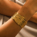 Anti Tarnish women bracelets Colour:- Gold Material:- SteelSuperior Quality products
