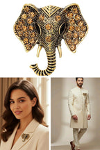 Elephant shape traditional brooch Unisex style Anti tarnish and Anti Allergic