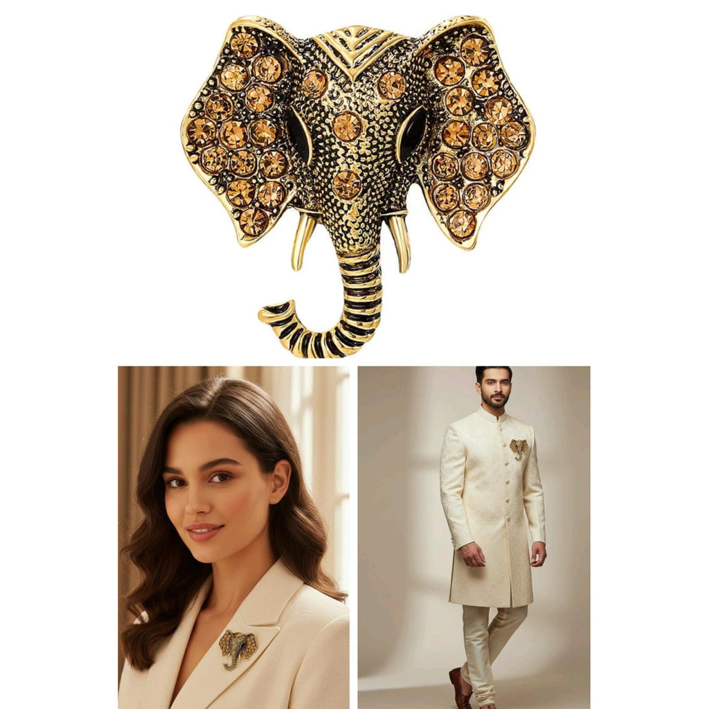 Elephant shape traditional brooch Unisex style Anti tarnish and Anti Allergic