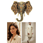 Elephant shape traditional brooch Unisex style Anti tarnish and Anti Allergic