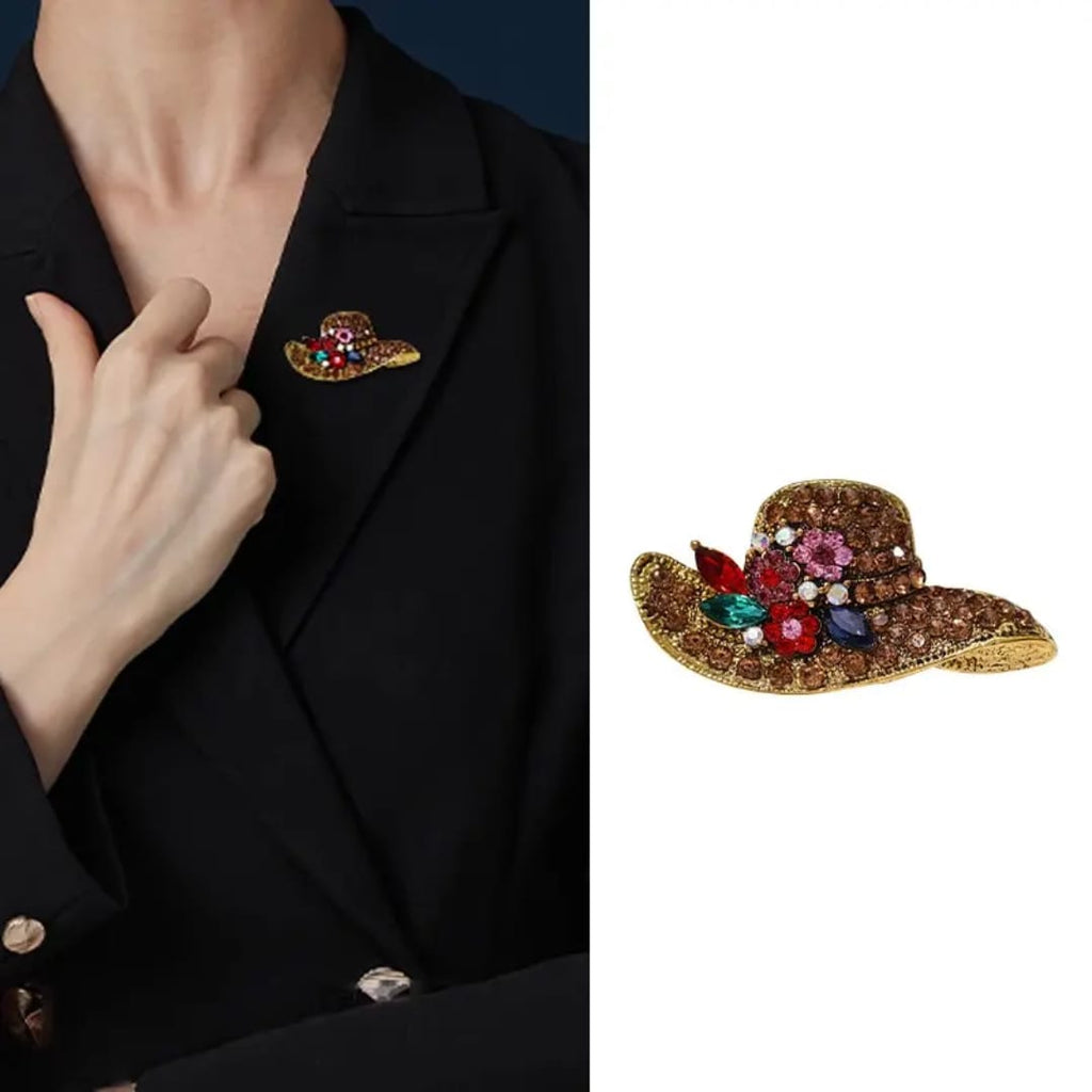 Hat shaped broochUnisex style Material:- Copper AlloyAnti Tarnish and Anti Allergic