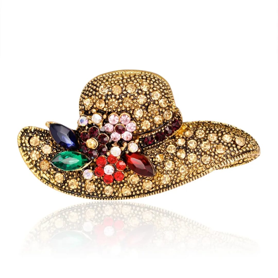 Hat shaped broochUnisex style Material:- Copper AlloyAnti Tarnish and Anti Allergic