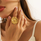 Flower shape Anti tarnish finger rings Colour:- Gold Material:- Stainless steel Superior Quality and Anti Allergic