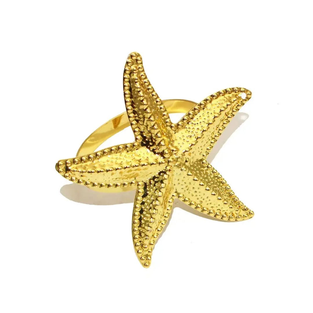 Stainless steel statement rings Starfish shaped Material:- Stainless steel with 18 k gold plated Anti tarnish and Anti Allergic Superior Quality products