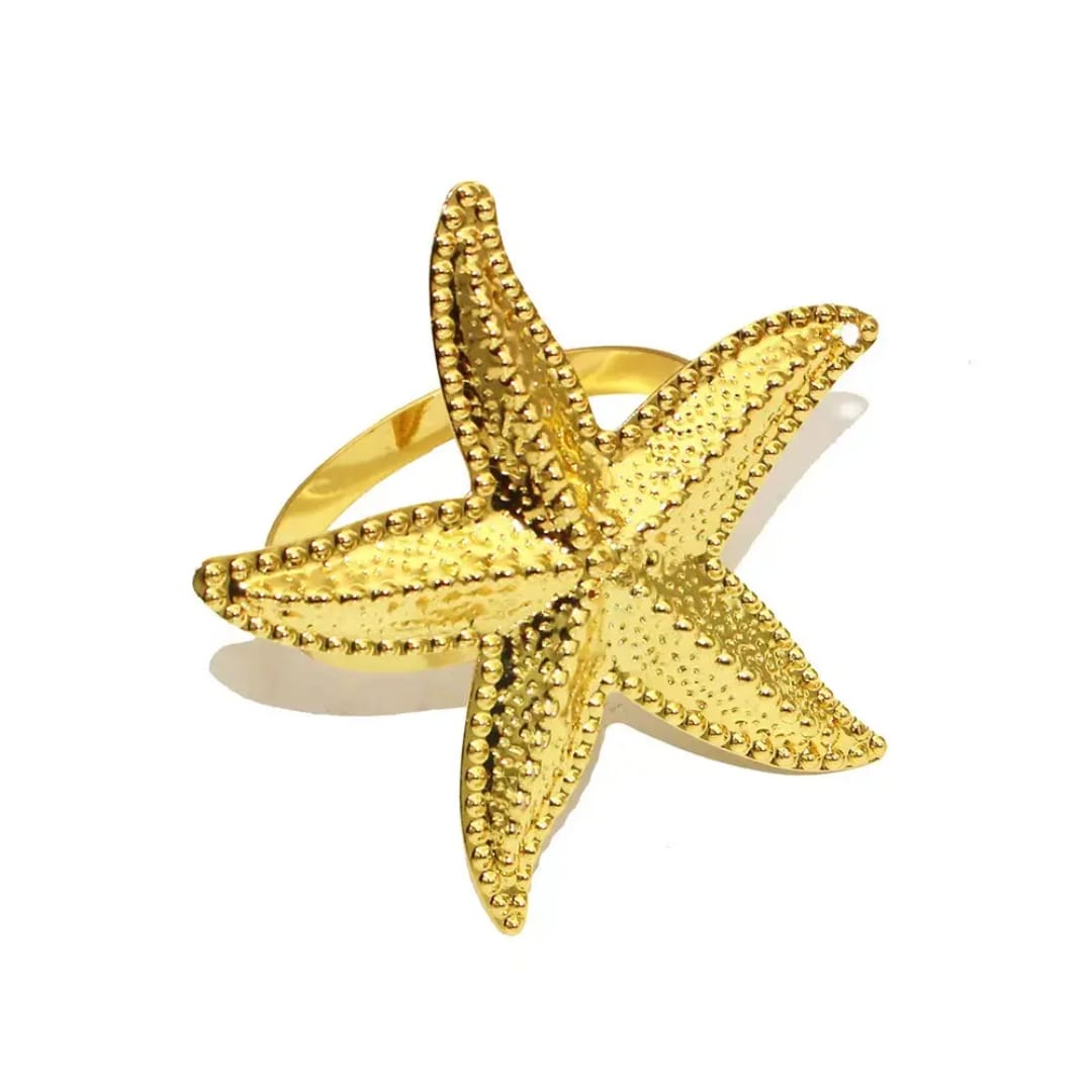 Stainless steel statement rings Starfish shaped Material:- Stainless steel with 18 k gold plated Anti tarnish and Anti Allergic Superior Quality products