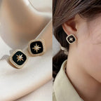Women cute style studs Colour:- Gold + Black Material:- Alloy copper Anti Tarnish and Anti Allergic
