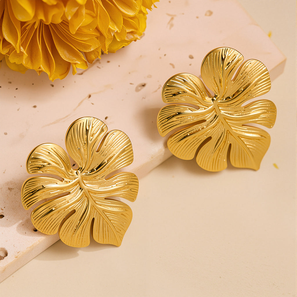 Stainless steel leaf design Earrings Anti tarnish and Anti Allergic Superior Quality products