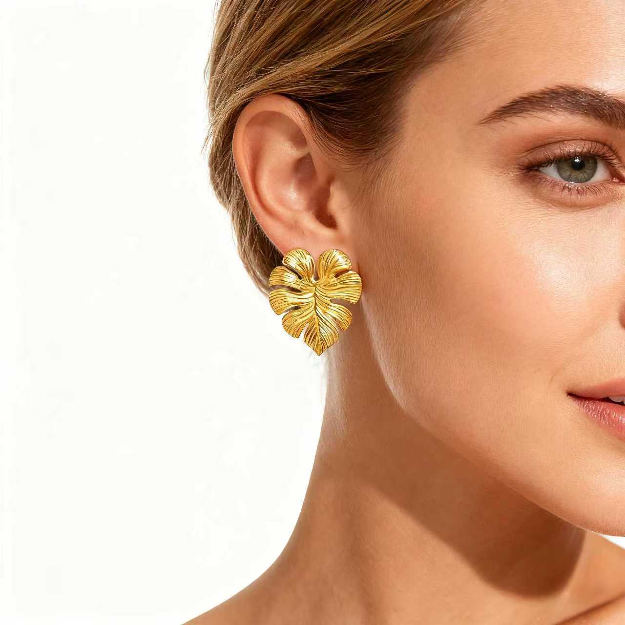Stainless steel leaf design Earrings Anti tarnish and Anti Allergic Superior Quality products