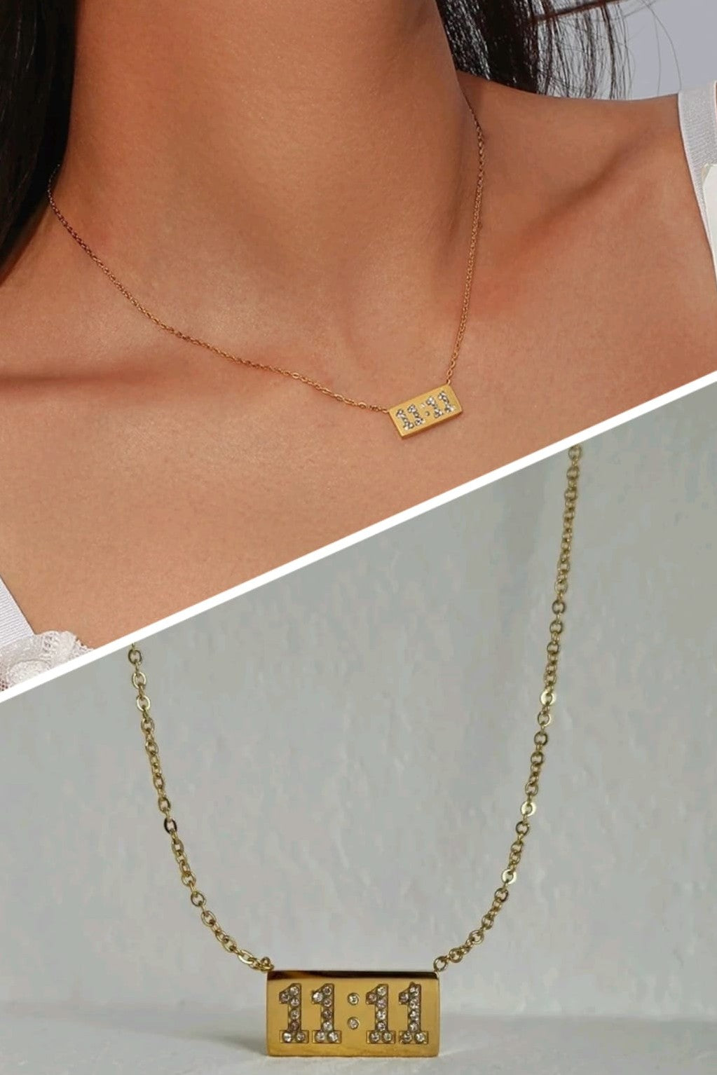 11:11 Lucky Charm Necklace for GirlsMaterial:- Alloy copper Anti tarnish necklace Colour:- Gold