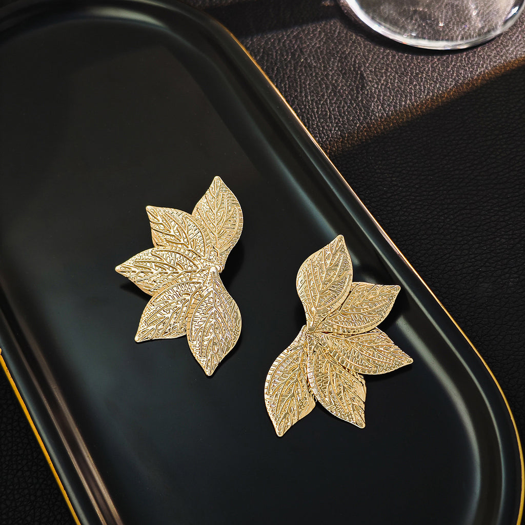 Leafy earrings for women Big Size, Premium Quality Colour:- Gold Electroplating Material:- Zinc Pls check real video for better look